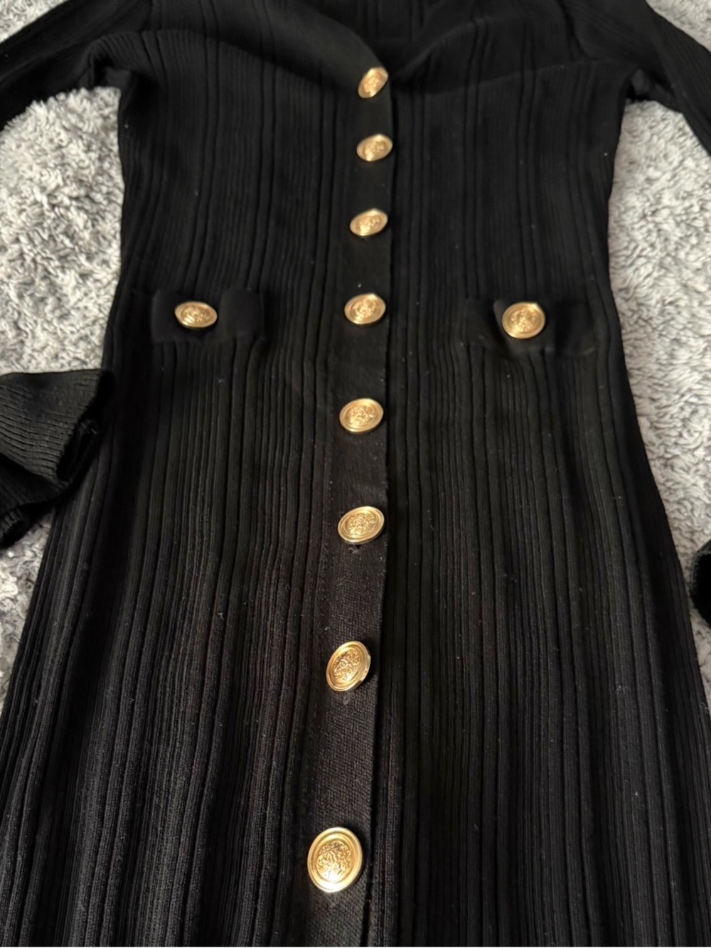 Lulus Dayena Black Ribbed Button-front Sweater Midi Dress - Size M - Picture 3 of 5
